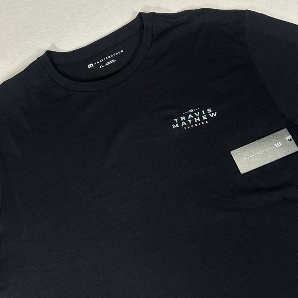NWT Travis Mathew Mens XL Black Nautical Nines Graphic Golf Short Sleeve T-Shirt - Picture 1 of 5
